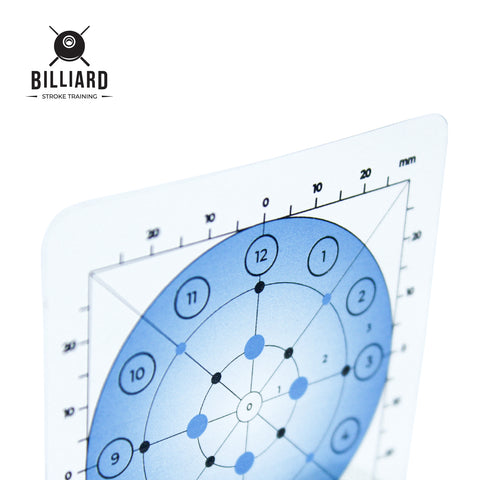 virtual billiard ball card no holes for practice cue stroke billiard, and stroke force with measuring aiming point